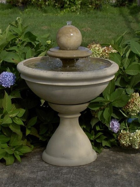 Contemporary Deep Bowl Winston Fountain with Tier & Sphere